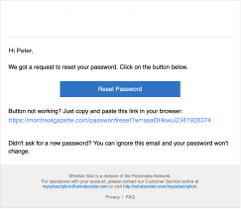 Sudbury Star - Click reset password button